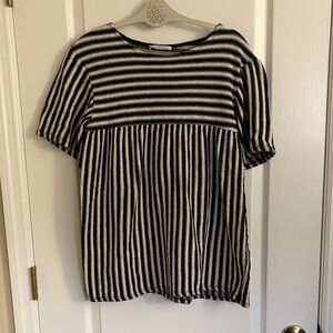 Zara Trafaluc Black and White Striped Blouse